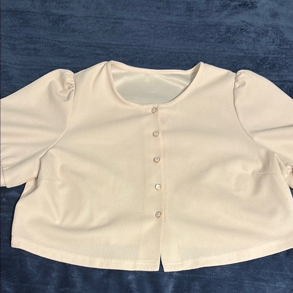 Cream Button-Up Blouse